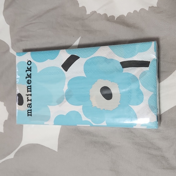 Marimekko Unikko Turquoise black Buffet paper Napkins - Picture 2 of 7